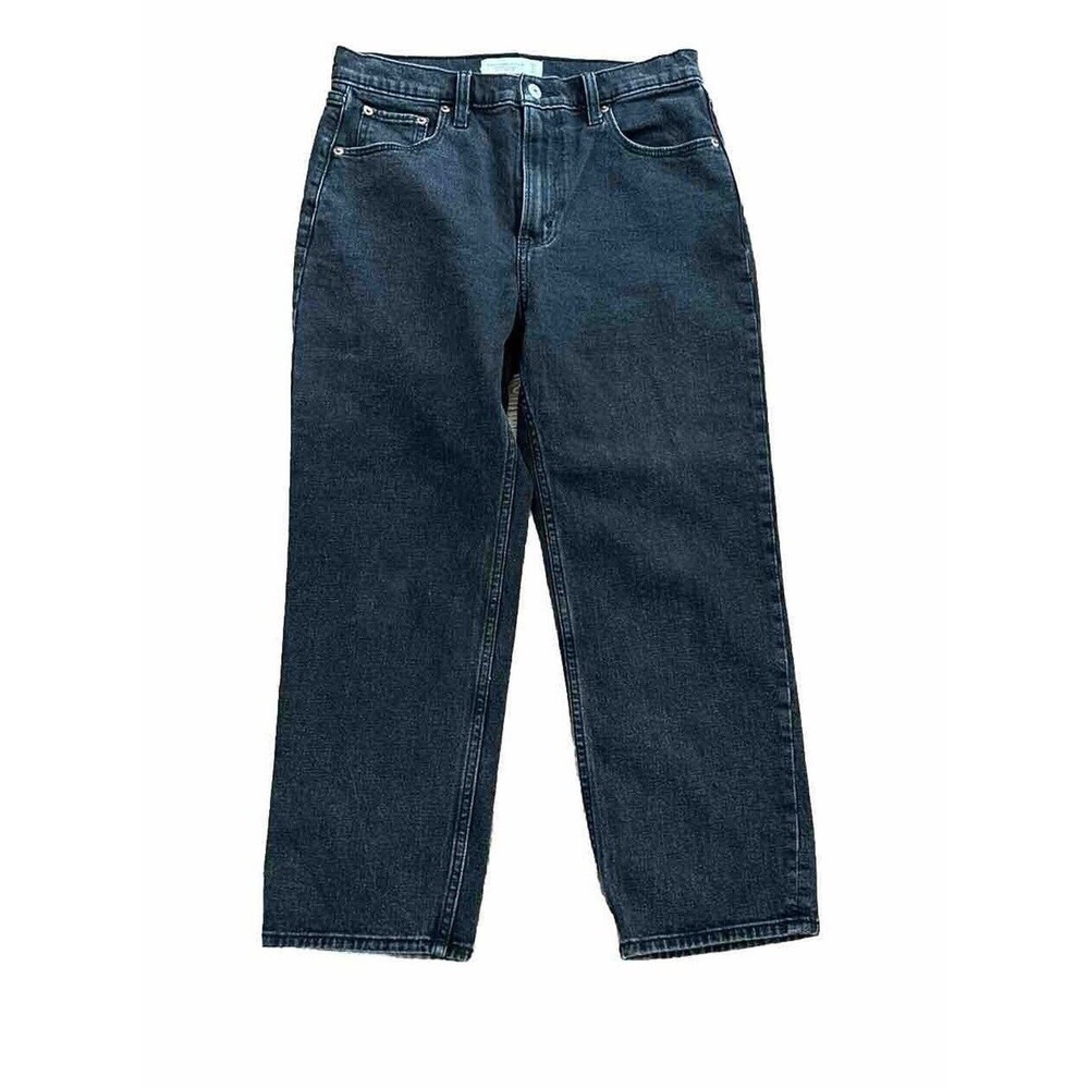 Abercrombie Black Denim Ultra High Rise Ankle Straight Jean Size 29/8S
